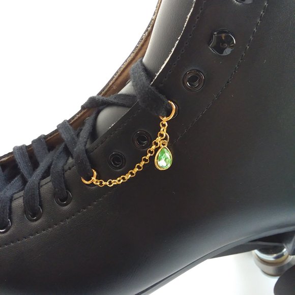 Green rhinestone shoe charm Roller Skate shoelace accessory chain - Picture 7 of 7